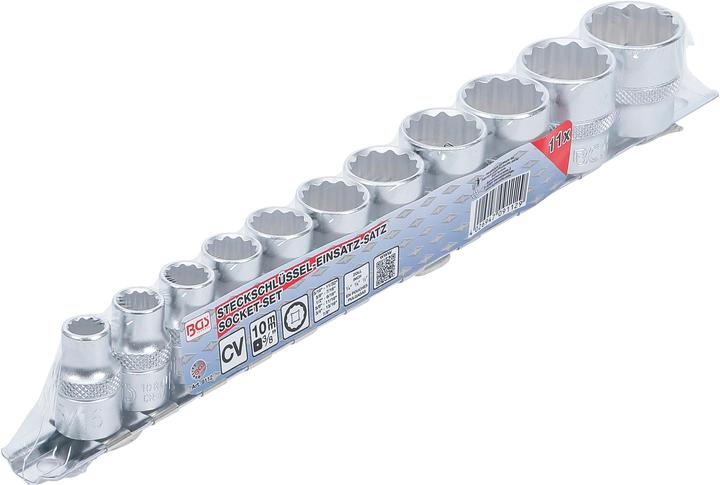 Produktbild BGS Steckschlüssel-Einsatz-Satz, Zwölfkant Antrieb Innenvierkant 10 mm (3/8") Zollgrössen 11-tlg.