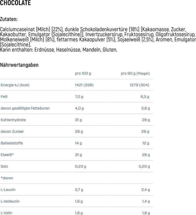 Valeurs nutritives et ingrédients Dymatize Super Mass Gainer Bar (10 pcs, 900 g)