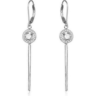 Beneto, Ohrringe, Long silver earrings with zircons AGUC1977 (L)