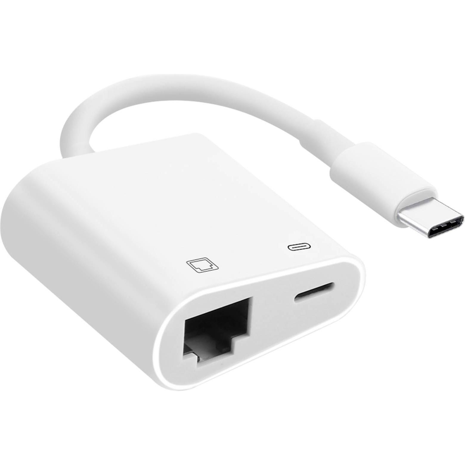 Avizar Stabiles Laden und Internetverbindung (RJ45, USB Typ C), Mobilgerät Adapter, Weiss