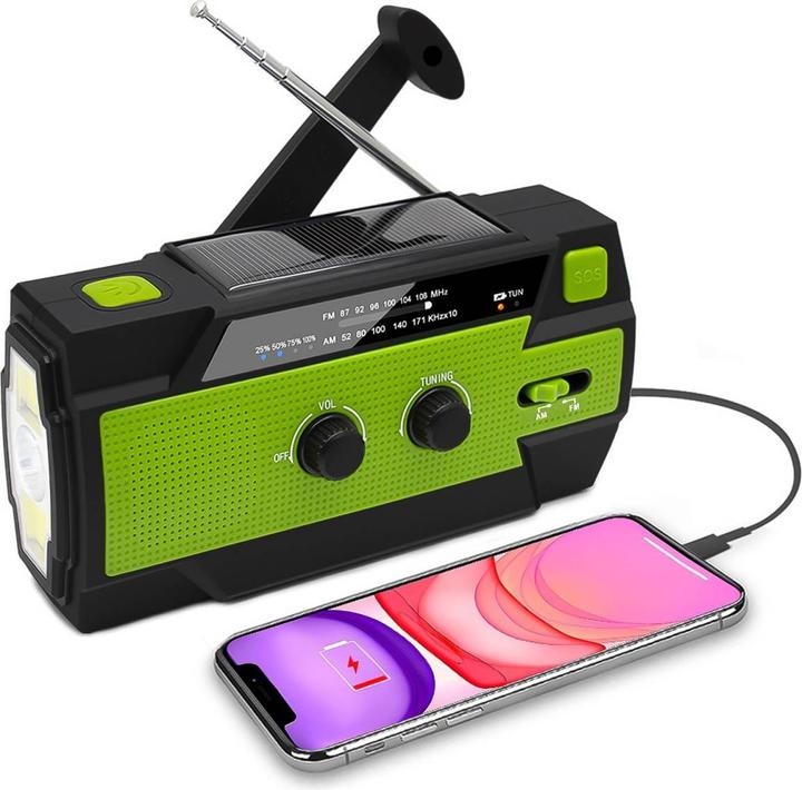 Produktbild Grafner Kurbelradio Solar USB LED Akku Camping Survival Notfallradio KR11064 (AM, FM)