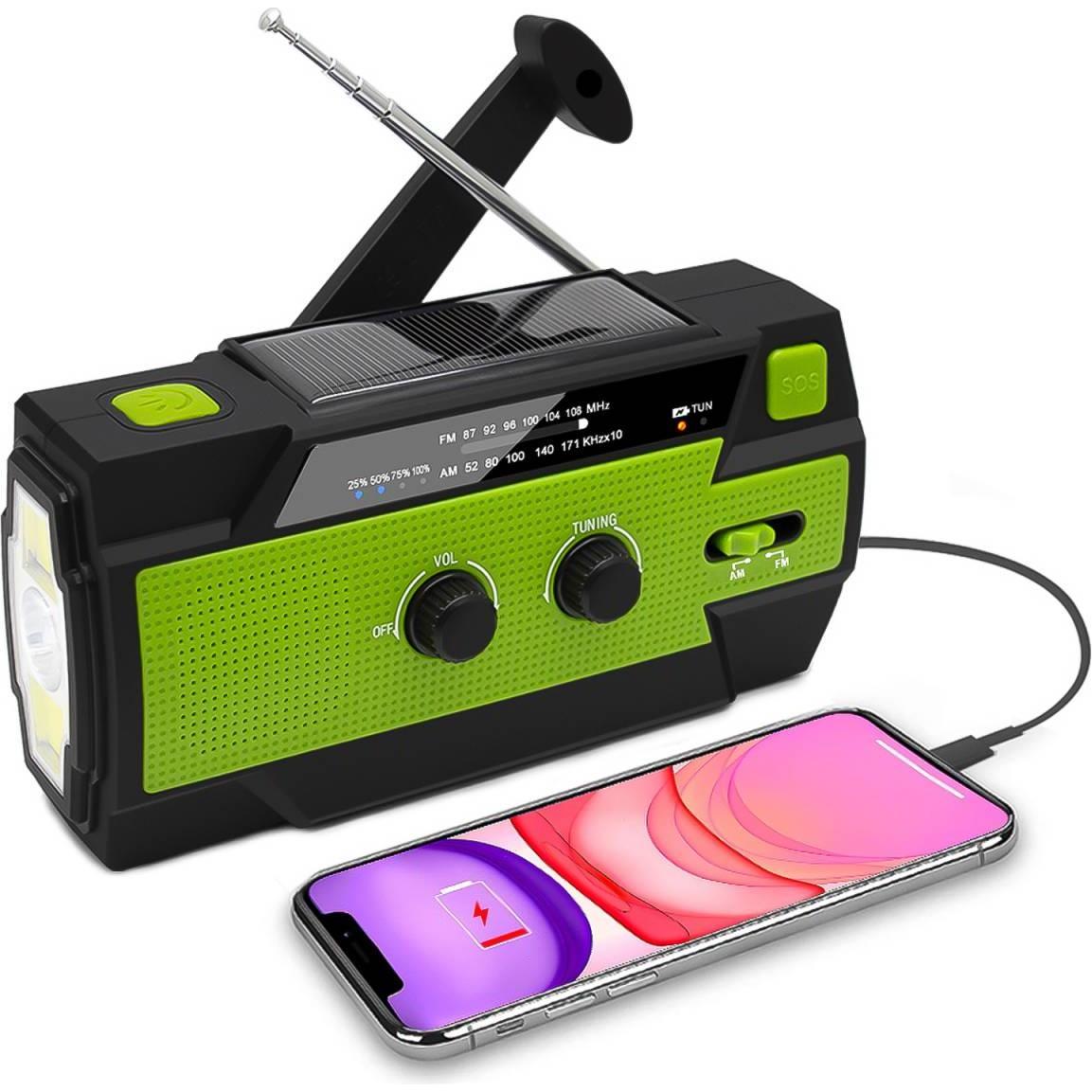 Grafner Kurbelradio Solar USB LED Akku Camping Survival Notfallradio KR11064 (AM, FM), Radio