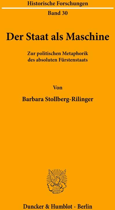 Produktbild Der Staat als Maschine (Deutsch, Barbara Stollberg-Rilinger, 1986)