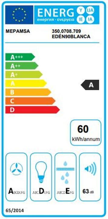 Energie-Label Mepamsa Conventional Hood EDEN 90 Steel