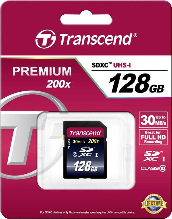 Produktbild Transcend SDXC Ultimate 200x (128 GB, SDXC, U1, UHS-I)