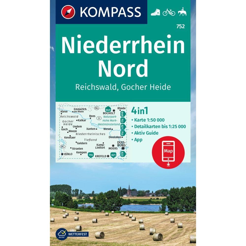 KOMPASS Wanderkarte 752 Niederrhein Nor, Landkarte