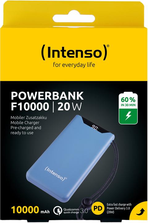 Produktbild Intenso Powerbank F10000 Blue (blau, 10.000 mAh, PD 3.0, Quick Charge 3.0) (10000 mAh, 20 W, 20 Wh)