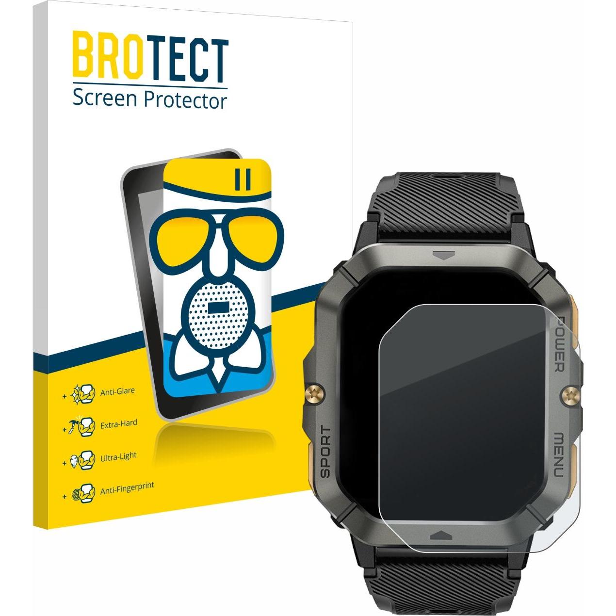 BROTECT Schutzglas Schutzfolie Displayschutz Display Schutz Glas Folie matt, Smartwatch Schutzfolie, Grau