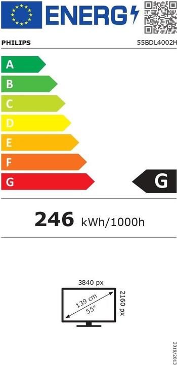 Label énergétique Philips Solution de signalisation H-Line 55BDL4002H (1920 x 1080 pixels)