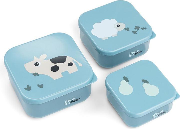 Produktbild Done by Deer Nahrungsbehälter & Portionierer 3-tlg. Snackboxen-Set - Tiny Farm - Blau