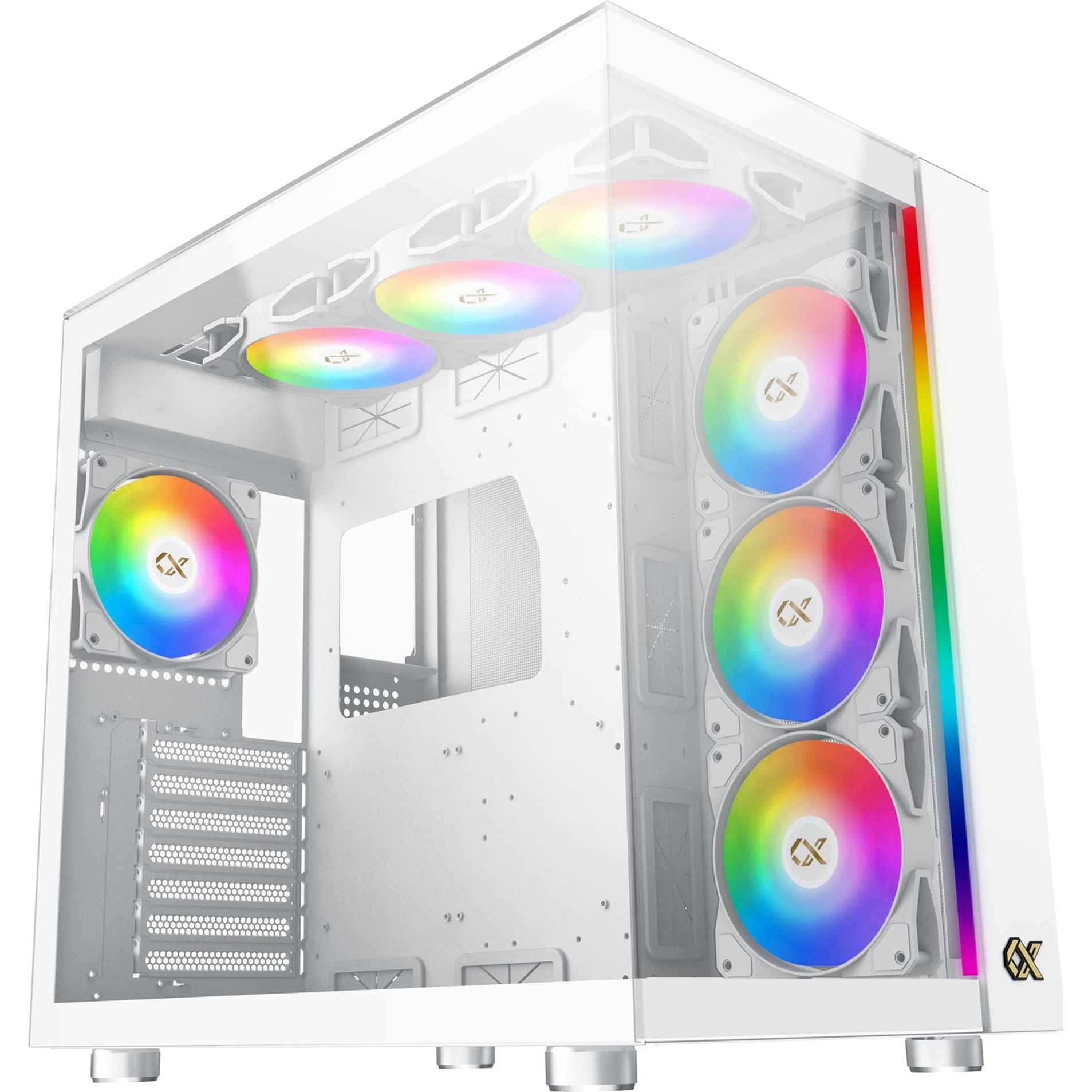 Xigmatek Boitier Moyen Tour E-ATX Aqua Ultra RGB avec panneaux vitrés (Blanc) (ATX, mATX, Mini-ITX, E-ATX), Case PC, Bianco