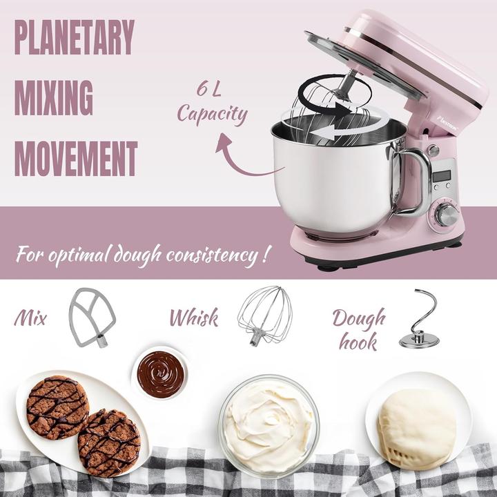 Actual product image Bestron Super Silent 4-in-1 Stand Mixer with DC Motor, 6 Speeds & Pulse Function (1000 W, 6 l)