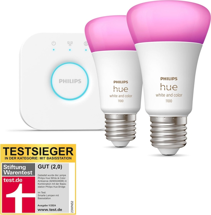 Actual product image Philips Hue Starter Kit (E27, 11 W, 1100 lm, 1 x, F)