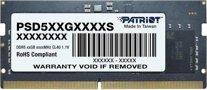 Image du produit Patriot DDR5 SO-DIMM 32Go 4800MHz PC5-38400 1,1V CL40 (1 x 32GB, 4800 MHz, RAM DDR5, SO-DIMM)