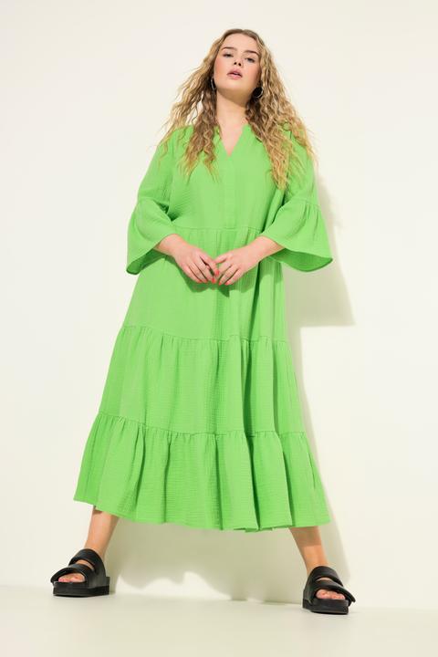 Produktbild Studio Untold Maxikleid, A-Line, Musselin, Stehkragen, Volants, 3/4-Ärmel (42, 44)