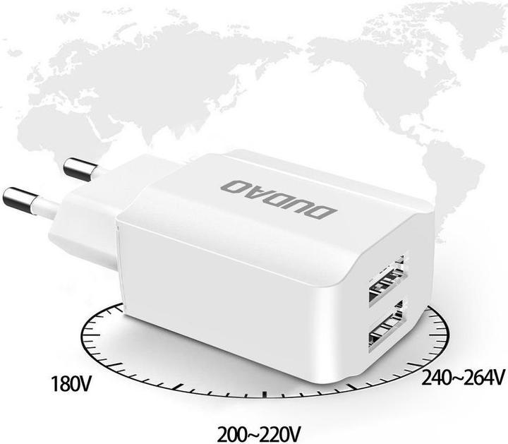 Produktbild Dudao EU charger 2 x USB 2.4A 5V DC white (12 W)