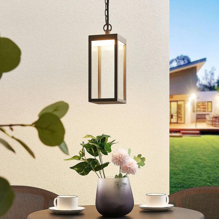 Image du produit Lucande Cube LED Extérieur Lampe suspendue H26 Graphite (750 lm, IP54)