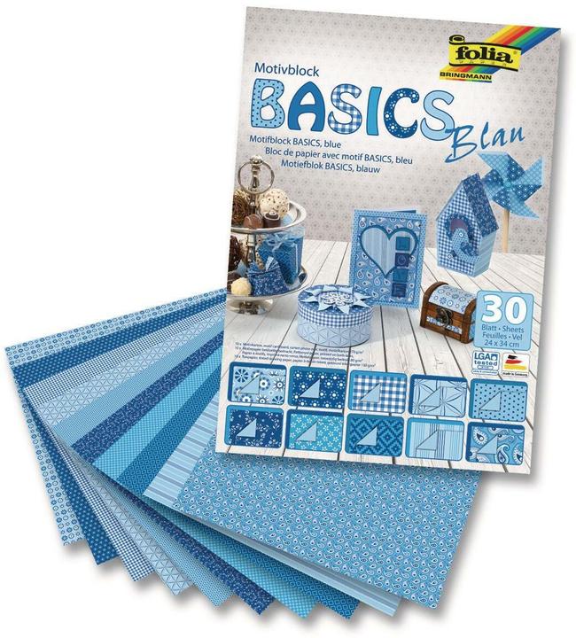 Folia Motivblock Basics blau (270 g/m², 30x)