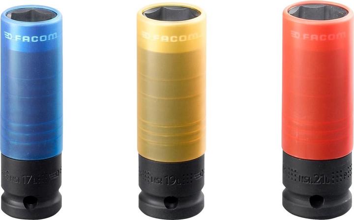 Produktbild Facom 1/2" Spezial-Impact-Steckschl. Set - 3tlg. (17-19-21mm) - extra lang (19 mm, 21 mm, 17 mm)