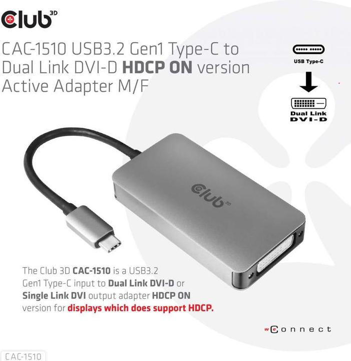 Actual product image Club 3D USB Typ-C zu (DVI, 24.50 cm)