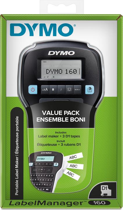 Produktbild Dymo LabelManager 160 Value Pack mit 3 D1-Bänder 12mm Qwerty