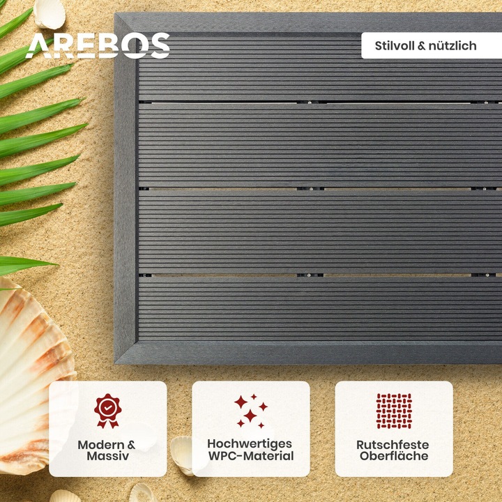 Produktbild Arebos Solardusche mit Bodenplatte