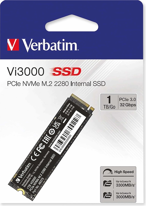 Produktbild Verbatim SSD Vi3000 Internal PCIe NVMe M.2 (1000 GB, M.2 2280)