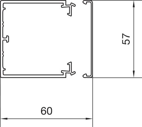 Produktbild Hager Installationskanal PVC LF, 60 x 57 x 2.000 mm, verkehrsweiÃŸ (Kabelkanal, 200 cm)