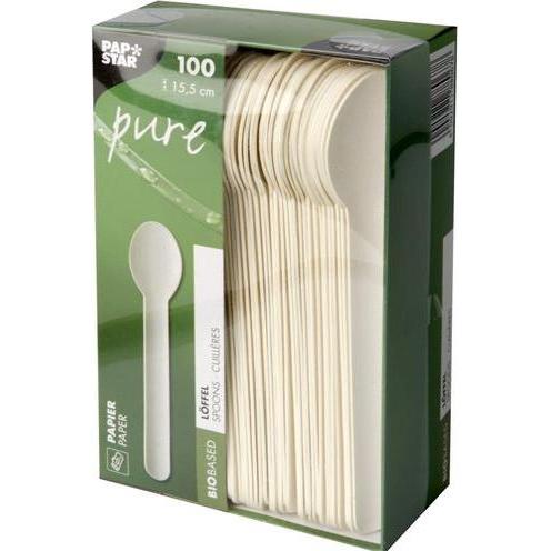 Thumbnail - Papstar, Einweggeschirr, Papier-L”ffel "pure", L„nge: 155 mm, weiá, 100er (100 x)