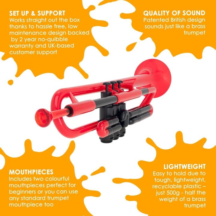 Actual product image pBoneMusic pTrumpet Red met hoes (Trumpets, Straight)