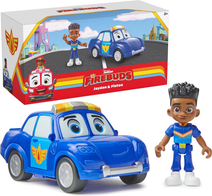 Produktbild Spin Master Disney Junior Firebuds, Jayden und Piston, Actionfigur und Spielzeugpolizeiauto mit interaktiver Aug