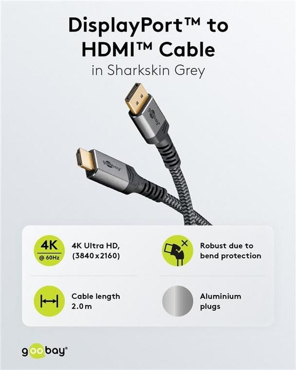 Actual product image Goobay DisplayPort — HDMI (Typ A) (2 m, DisplayPort, 2.0)
