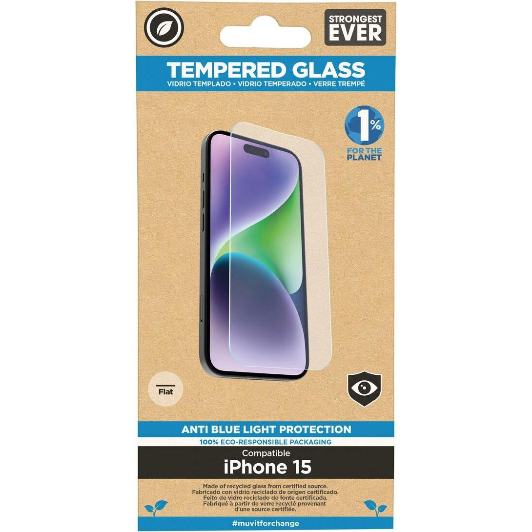 [n]fibrecare Bildschirmschutz fürs Handy Muvit for Change (1 pz., Apple iPhone 15), Pellicola protettiva smartphone, Trasparente