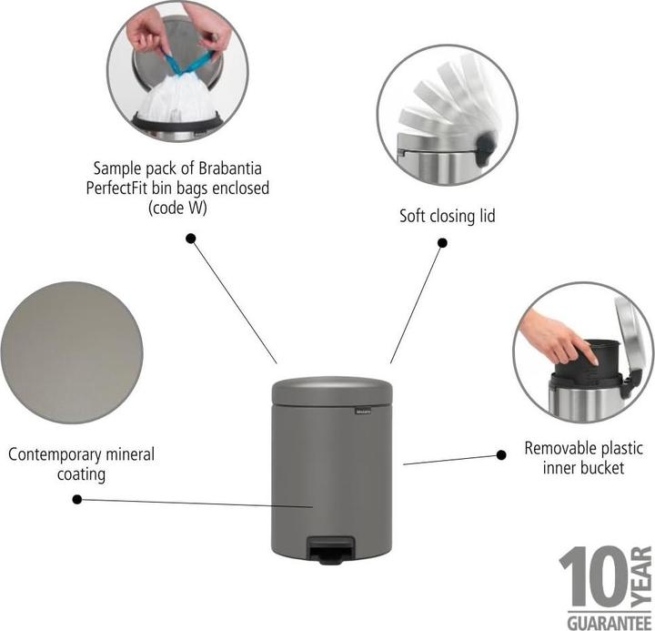 Image du produit Brabantia Poubelle à pédale (5 l)