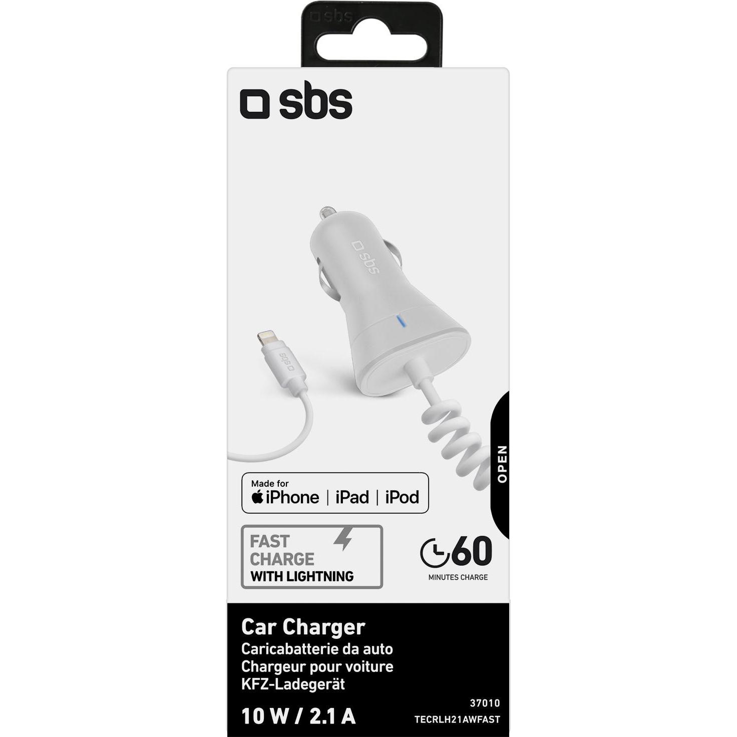 Thumbnail - SBS Auto-Akkuladegerät mit Lightning-Stecker für iPhone, iPad und iPod, Auto Adapter, Weiss