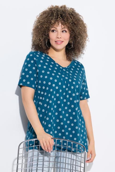 Immagine prodotto Ulla Popken T-shirt dal taglio svasato con scollatura a V, nervature e mezze maniche (58)