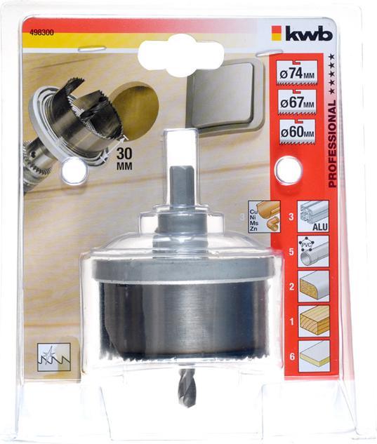 Image du produit kwb Scie à trous 6074/profondeur 30/ 3 Kr (68 mm, 74 mm, 60 mm)