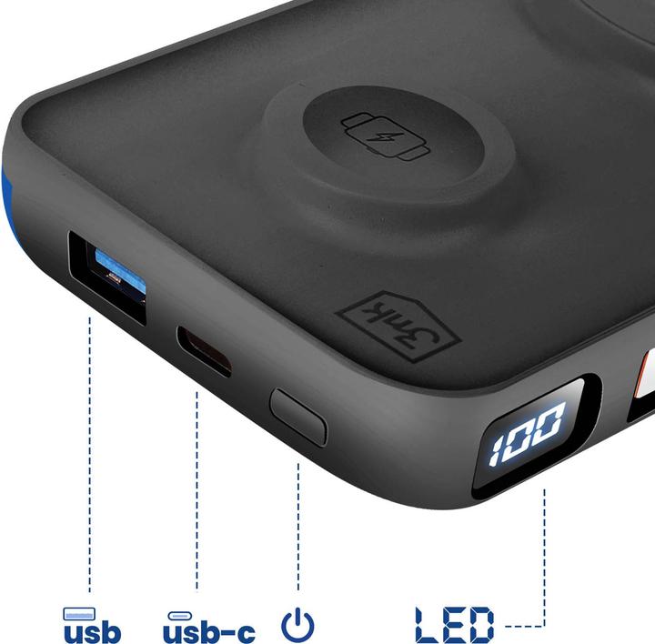 Produktbild 3MK Powerbank PastelUp 10,000mAh 22.5W z Magsafe + ładowanie Apple Watch czarny (10000 mAh, 22.50 W)