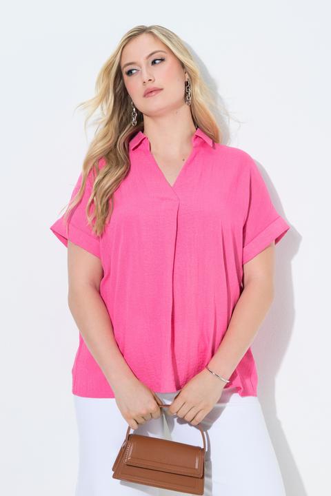 Actual product image Ulla Popken Button Accent Back Short Sleeve Blouse (54)