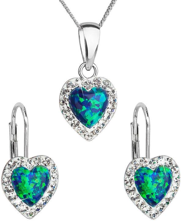 Immagine prodotto Evolution Group - Heart jewelry set with Preciosa crystals 39161.1 & green s.opal (earrings. chain.