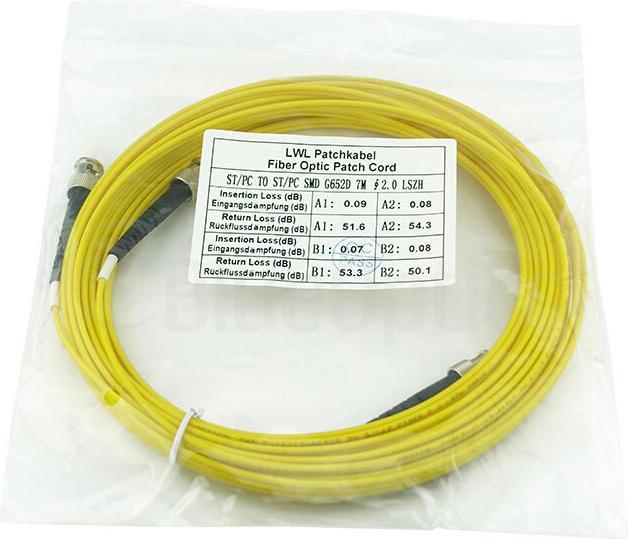 Actual product image CBO Duplex fibre optic patch cable ST-PC/ST-PC singlemode 2 metres (S/UTP, CAT7, 2 m)