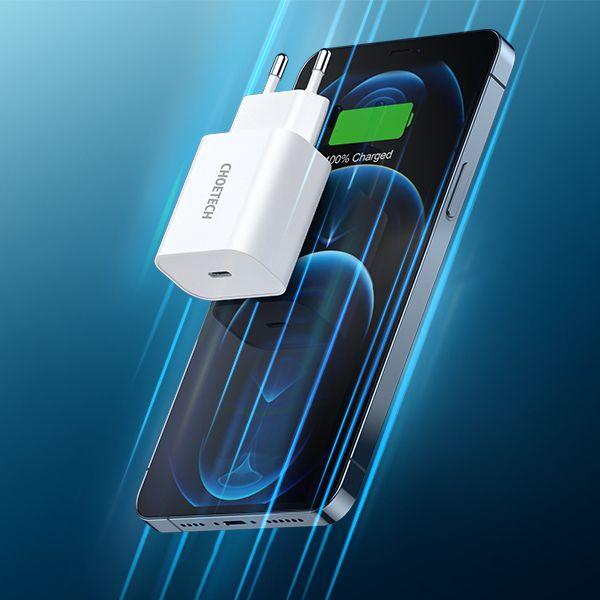 Produktbild Choetech 20W Typ C WandladegerÃ¤t WeiÃ EU Q5004 EU (20 W)