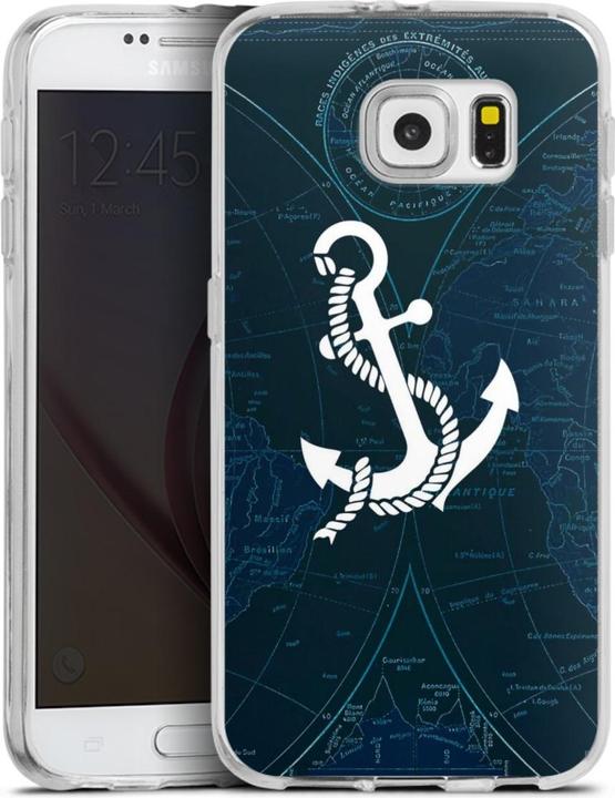 Produktbild DeinDesign Silikon Hülle für Samsung Galaxy S6 Handyhülle Case Smartphone Schutzhülle Anker Landkarte Segeln (Samsung Galaxy S6)