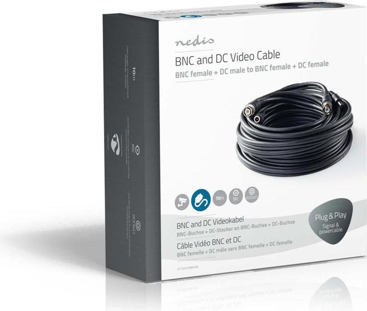 Immagine prodotto Nedis Cavo TVCC RG59 con connettori BNC e DC preassemblati, cavo siamese da 10 m per sorveglianza e (U/UTP, CAT5, 10 m)