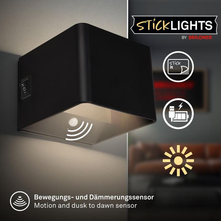 Produktbild Briloner BORRA LED Akku Wandleuchte mit Sensor - Schwarz (100 lm)
