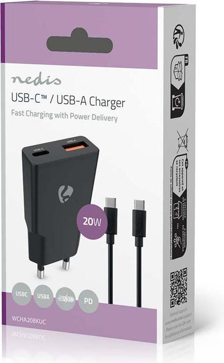 Produktbild Nedis Netzladegerät | 20 W | GaN | PD3.0 | Schnellladefunktion | 1.5 / 2.0 / 2.22 A / 3.0 A | Anzahl (20 W)