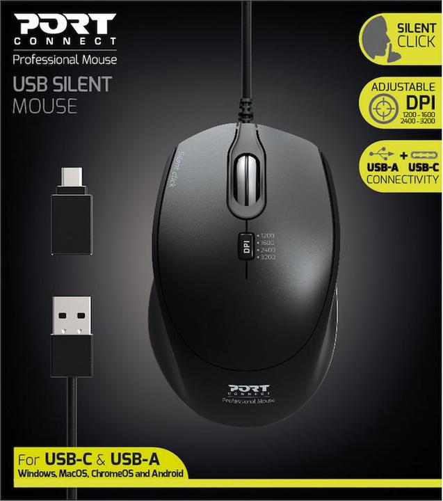 Actual product image Port Designs 900711 Mouse right USB Type-A Optical 3200 DPI (Cable)