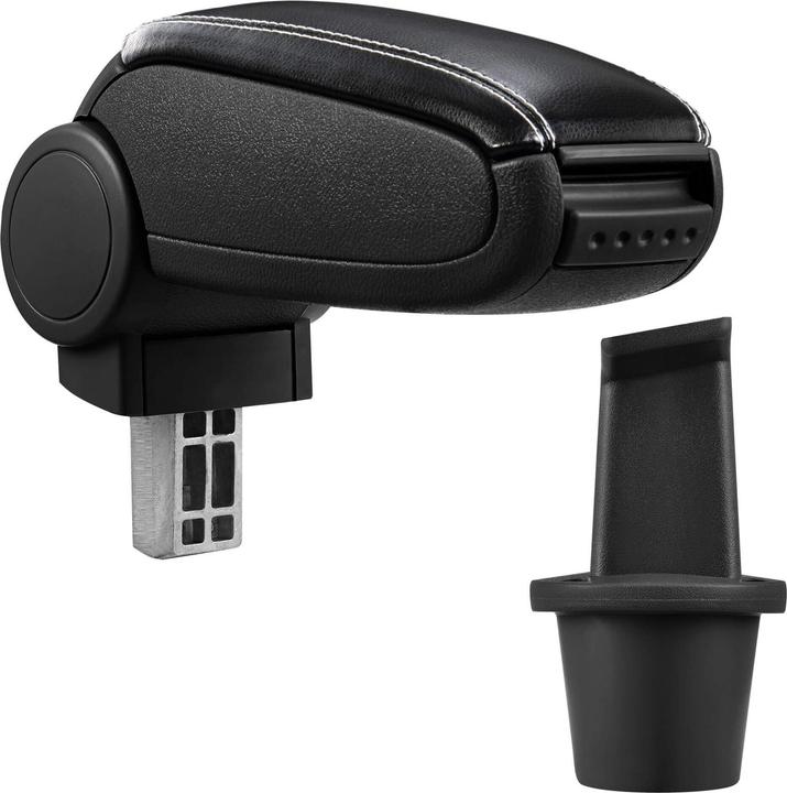 Produktbild Pro-Tec Mittelarmlehne Dacia Duster mit Staufach Kunstleder Schwarz mit weissen Nähten