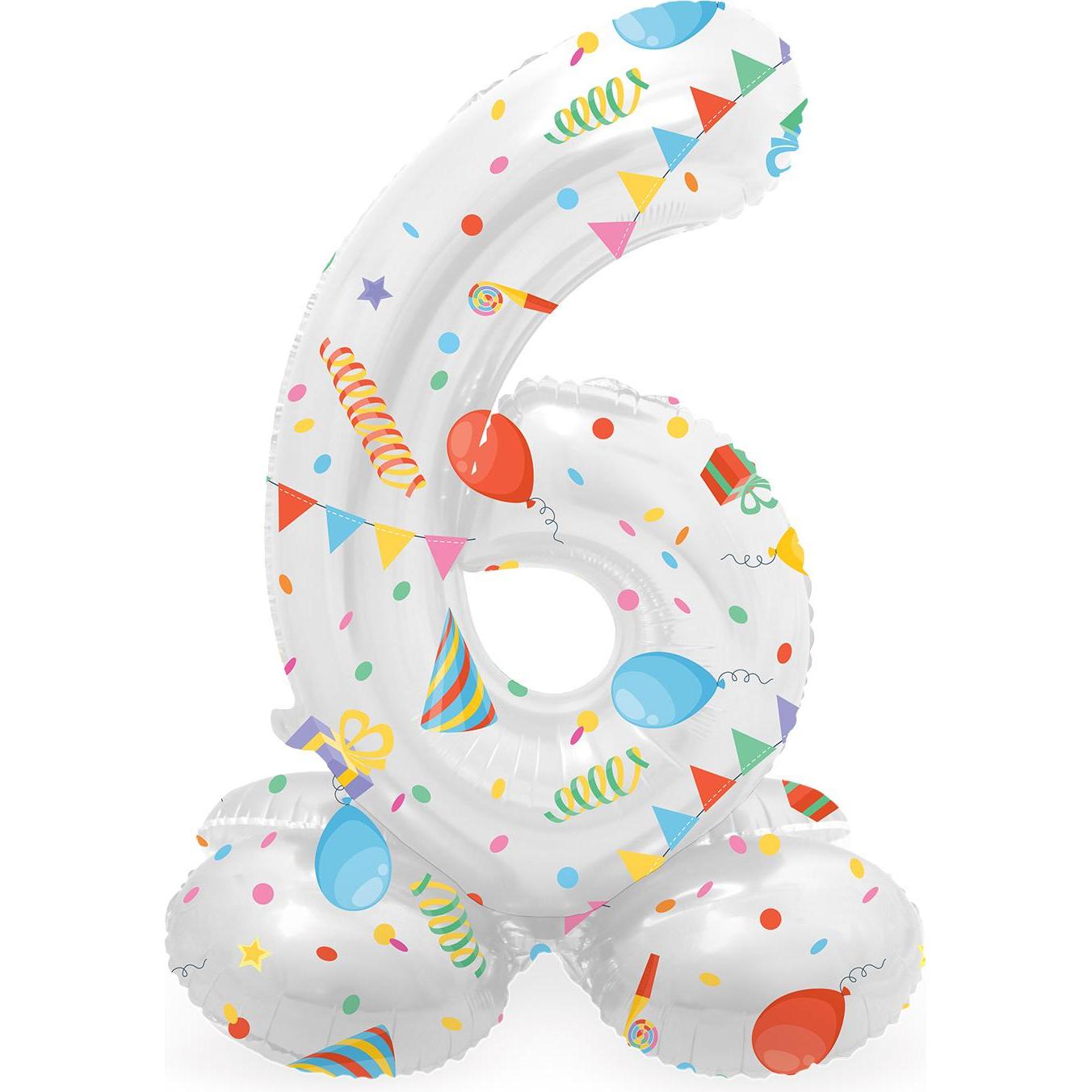 Folat Stehender Folienballon Joyful Party Nummer 6 -72cm