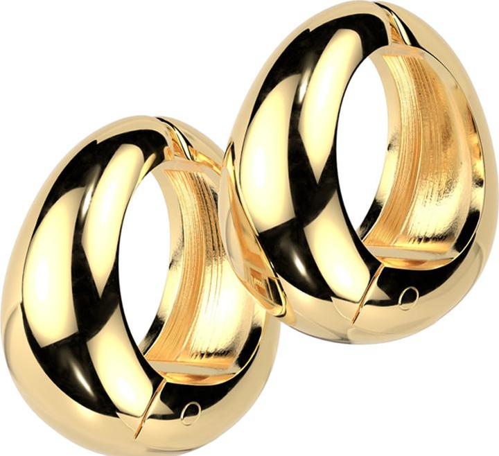 Star Piercing Ohrring zum Klappen vergoldet Oval breit klein (ohne Messing, Chirurgenstahl 316L)